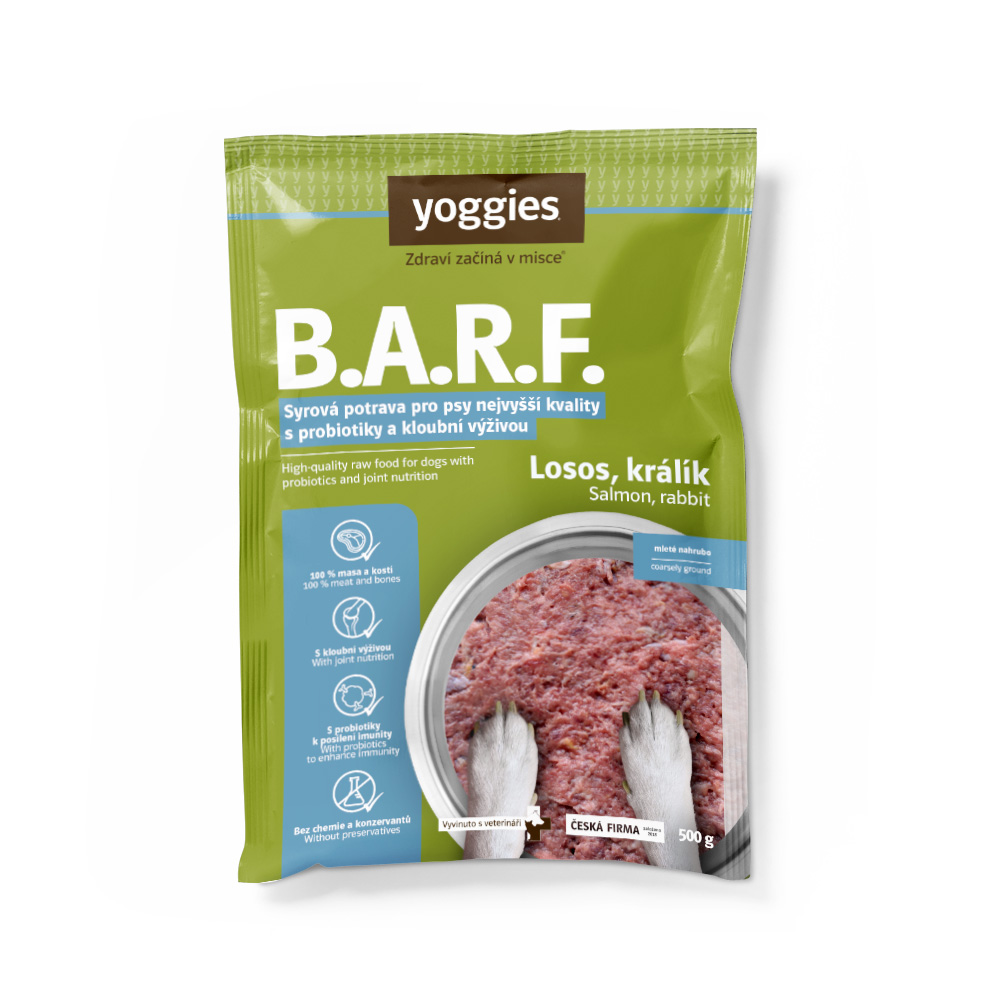 2kg Yoggies B.A.R.F. Losos a králík s probiotiky a kloubní výživou