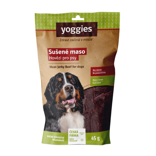 Yoggies Sušené hovězí maso pro psy (proužky) 45g