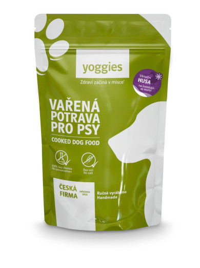 650g Yoggies Vařená potrava pro psy – Vánoční husa na švestkách se skořicí